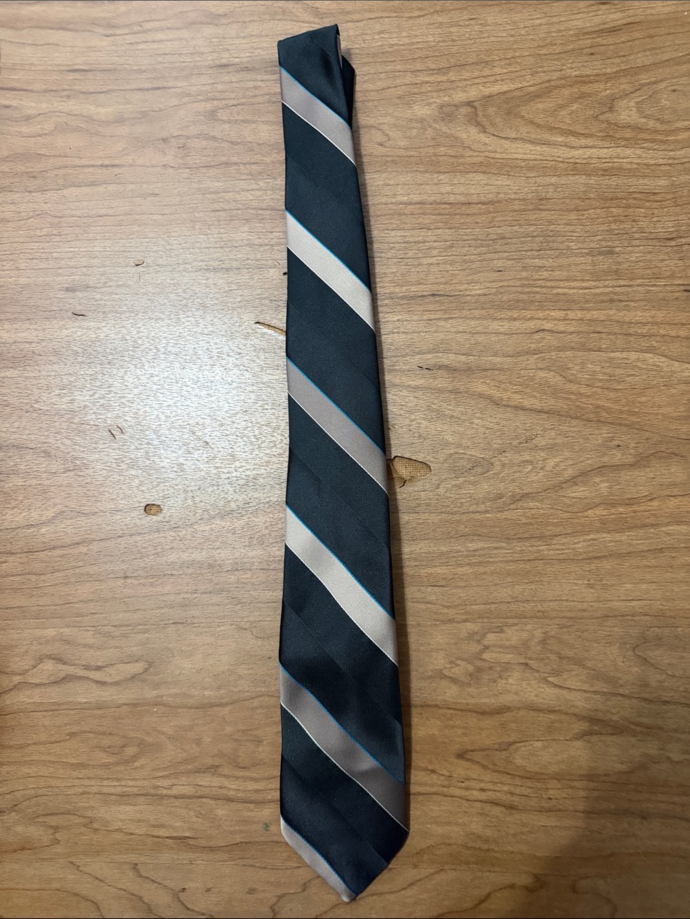 Sears Black Tie with Silver and Blue Diagonal Stripes